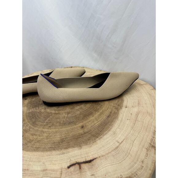 Beige with Blue Knit Pointed Ballerina Flats - Size 11.5 - Picture 9 of 11